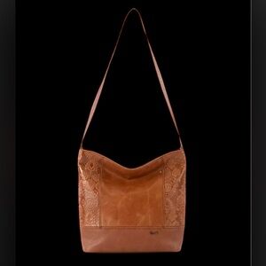 The Sak De Young Tote Tobacco Floral Embossed Tan Leather Handbag